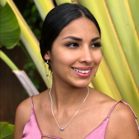 Freshwater Dark Gray Pearl Hoop Earrings - Picture 2 of 3
